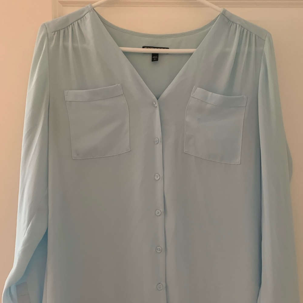 Light Blue Express Button Down Blouse